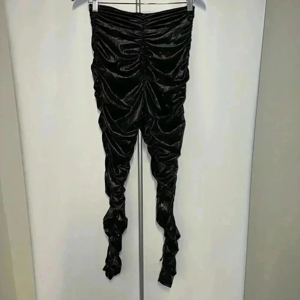 Women's Scrunched Black leggings Pants M Black